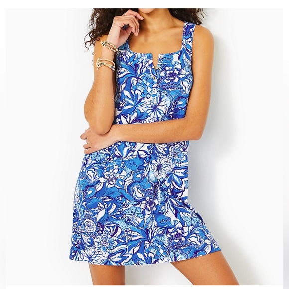 Lilly Pulitzer Lela Henley Tank Dress Flocking Fabulous - Picture 1 of 16
